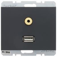 Розетка USB+mini-jack Berker, антрацит