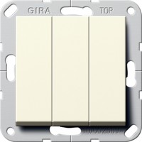 Переключатель 3-клавишный Gira SYSTEM 55, скрытый монтаж, кремовый глянцевый