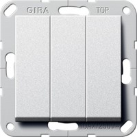 Переключатель 3-клавишный Gira SYSTEM 55, скрытый монтаж, алюминий
