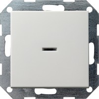 Переключатель 1-клавишный кнопочный Gira SYSTEM 55, с подсветкой, скрытый монтаж, белый глянцевый