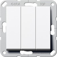 Переключатель 3-клавишный Gira SYSTEM 55, скрытый монтаж, белый глянцевый