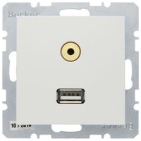 Розетка USB+mini-jack Berker, белый матовый