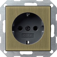 Розетка Gira SYSTEM 55, скрытый монтаж, с заземлением, бронза/антрацит