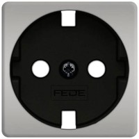 Накладка на розетку FEDE коллекции FEDE, с заземлением, bright chrome/черный