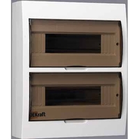 Распределительный шкаф DEKraft ЩРН-П, 24 мод., IP41, навесной, пластик, белая дверь, с клеммами