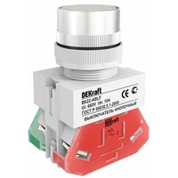 Выключатель кнопочный DEKraft ВК-30 30 мм, 220В, IP54, Белый