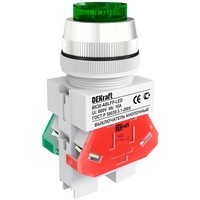 Выключатель кнопочный DEKraft ВК-30 30 мм, 220В, IP54, Зеленый