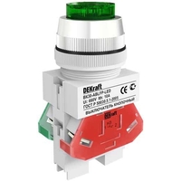 Выключатель кнопочный DEKraft ВК-30 30 мм, 220В, IP54, Зеленый