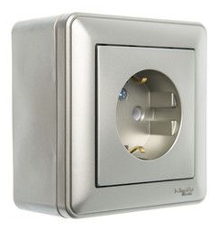 W59 коробка подъемная для наружного монтажа с рамкой 1-местная, шампань