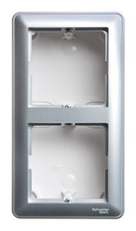 W59 коробка подъемная для наружного монтажа с рамкой 2-местная, матовый хром