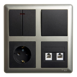 W59 коробка подъемная для наружного монтажа с рамкой 4-местная, шампань