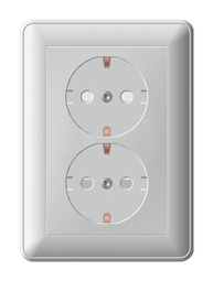 Розетка двухместная Schneider Electric W59, скрытый монтаж, с заземлением, со шторками, слоновая кость, RS16-255-28