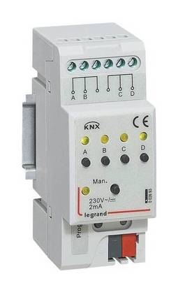 KNX.Бинарный ввод 220В 4-канальный. DIN 2 модуля.