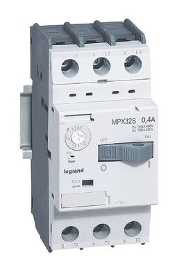 Силовой автомат для защиты двигателя Legrand MPX³ 0.4А 3P, термомагнитный расцепитель, 417302