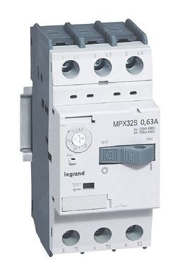 Силовой автомат для защиты двигателя Legrand MPX³ 0.63А 3P, термомагнитный расцепитель, 417303