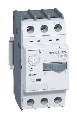 Силовой автомат для защиты двигателя Legrand MPX³ 22А 3P, термомагнитный расцепитель, 417313
