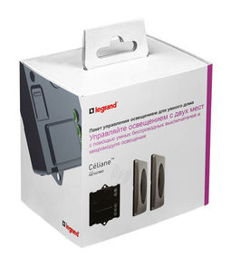 Коллекция умных устройств Celiane with NETATMO. Пакет для управления освещением c 2-х мест. Микромодуль реле 300 Вт 240В + два умных беспроводных 1-клавишных выключателя. Цвет Графит. Рамки Вольфрам.