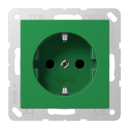 Розетка JUNG, скрытый монтаж, с заземлением, зеленый, ABA520GN