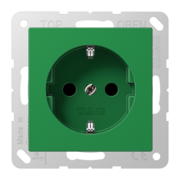 Розетка JUNG, скрытый монтаж, с заземлением, со шторками, зеленый, ABA520KIGN
