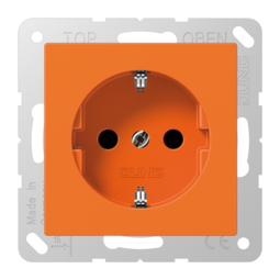 Розетка JUNG, скрытый монтаж, с заземлением, со шторками, оранжевый, ABA520KIO