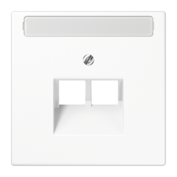 JUNG LS 990 Белая Накладка 2-ой наклонной ТЛФ/комп розетки с полем для надписи