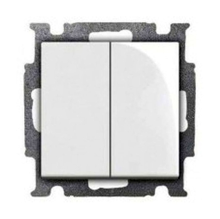 Переключатель 2-клавишный ABB BASIC55, альпийский белый