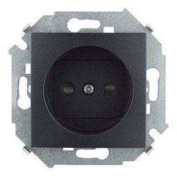 Розетка Simon SIMON 15, со шторками, графит, 1591444-038