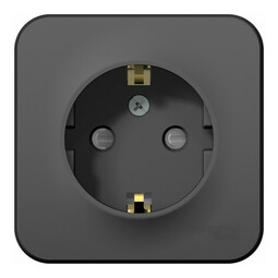 Розетка Systeme Electric BLANCA, открытый монтаж, с заземлением, со шторками, антрацит, BLNRA011116