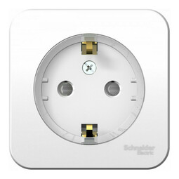 Розетка Systeme Electric BLANCA, открытый монтаж, с заземлением, со шторками, белый, BLNRA111111