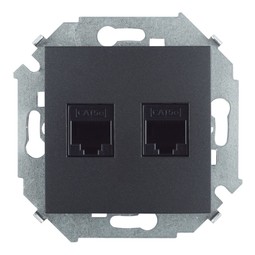 Simon 15 Графит Розетка компьютерная двойная RJ45 кат.5е (АМР)