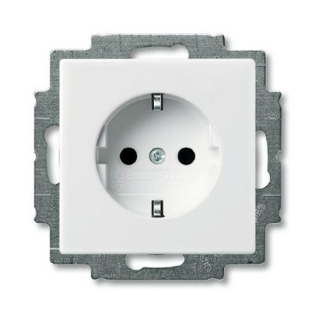 Розетка ABB BASIC55, скрытый монтаж, с заземлением, альпийский белый