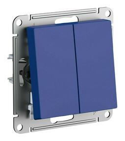 Выключатель 2-клавишный Systeme Electric ATLASDESIGN, скрытый монтаж, аквамарин, ATN001151