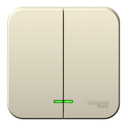 Выключатель 2-клавишный Schneider Electric BLANCA, с подсветкой, открытый монтаж, молочный, BLNVA105102