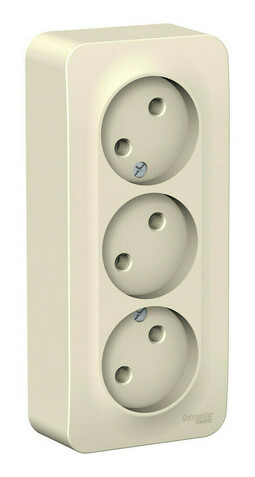 Розетка трехместная Systeme Electric BLANCA, открытый монтаж, молочный, BLNRA000312