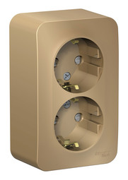 Розетка двухместная Schneider Electric BLANCA, открытый монтаж, с заземлением, со шторками, титан, BLNRA011204