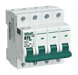 Автоматический выключатель DEKraft ВА-103M 4P 25А (C) 6кА, 12531DEK
