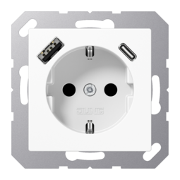 Розетка 2К+З 16А 250В~, с разъемом  USB Typ AC