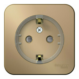 Розетка Systeme Electric BLANCA, открытый монтаж, с заземлением, со шторками, титан, BLNRA111114