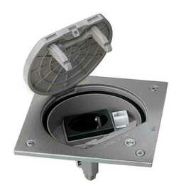 Simon Connect Влагостойкая основа IP66 с розеткой 2P+E Schuko К45 и коннектором RJ45 катег.5e UTP с замком, сталь