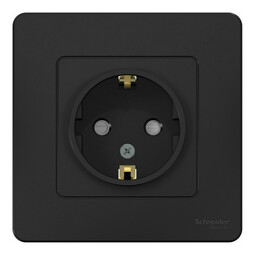 Розетка Systeme Electric BLANCA, скрытый монтаж, с заземлением, со шторками, антрацит, BLNRS001116
