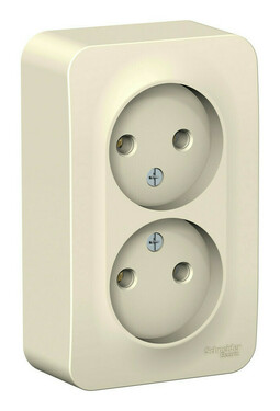 Розетка двухместная Systeme Electric BLANCA, открытый монтаж, молочный, BLNRA000212